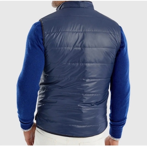 NWT Large Johnnie-o Brown Suede Reversible Puffer Vest - Picture 5 of 7